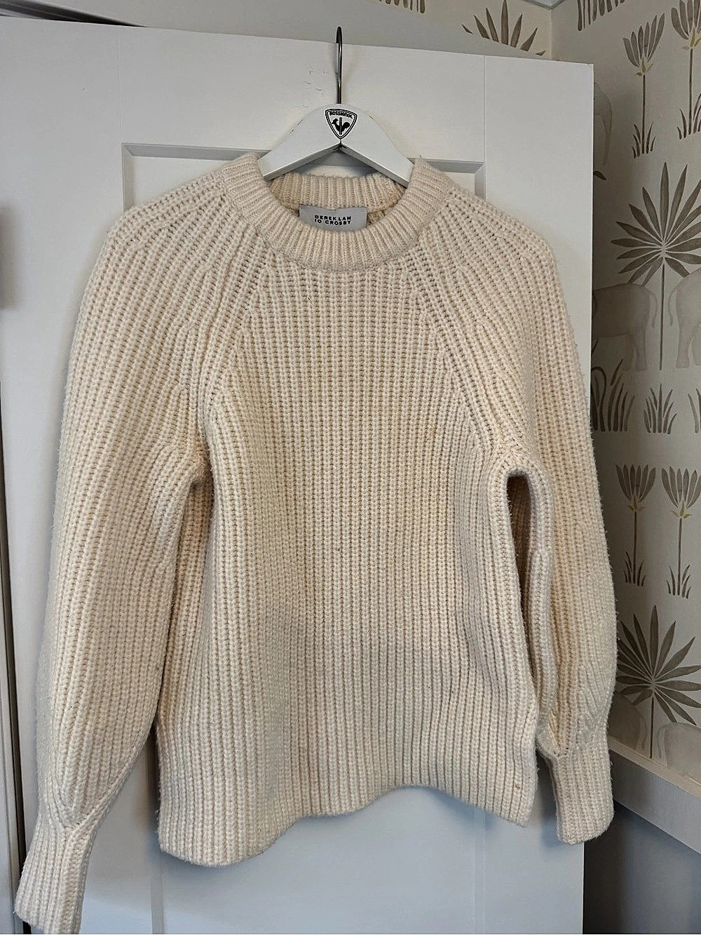 Derek Lam 10 Crosby Ribbed Crewneck Sweater in Cream
